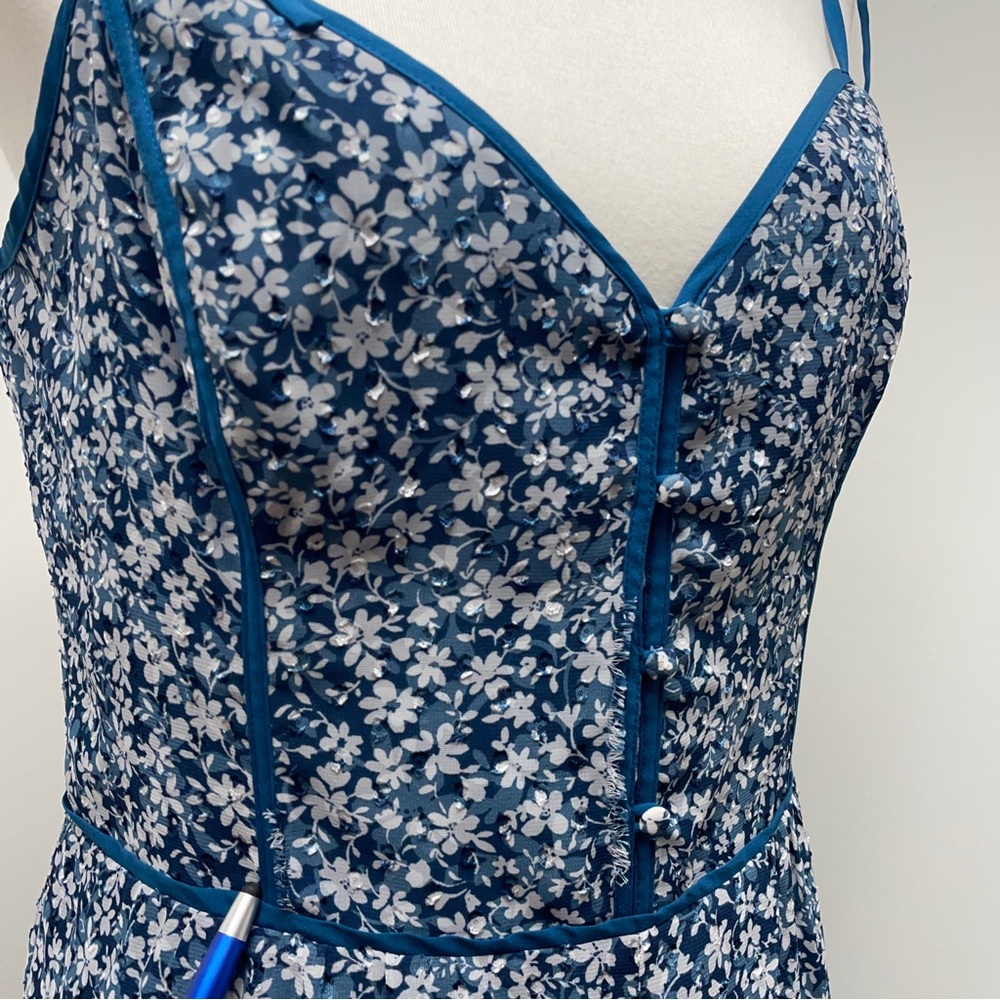 ALI & JAY Lagoon Stolls Blue Floral Wide-Leg Jumpsuit, size large. Damage flaws - Picture 7 of 17